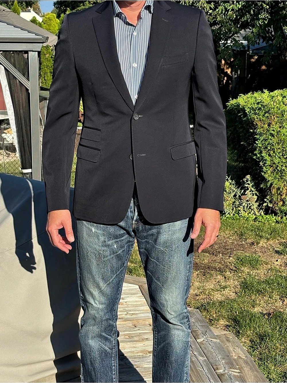 Zegna Trofeo Wool Sport Coat Black Size 52 R Like New